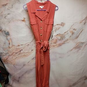 NWT Sonoma Coral Belted Jumpsuit
